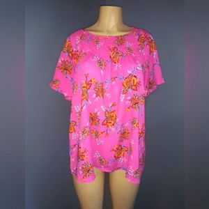 ODDI PINK FLORAL TOP SZ LG